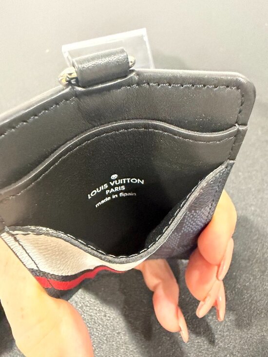 Louis Vuitton Damier Cobalt Latitude America Louis Vuitton Damier Cobalt Latitude Americas Cup ID Card Holder (JB1456)